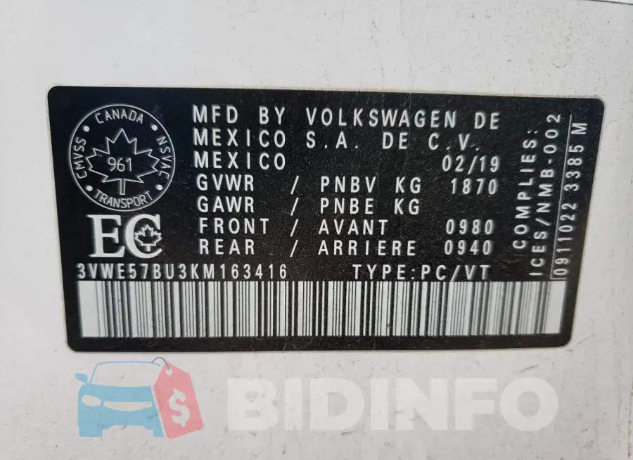 3VWE57BU3KM163416 Photo# 13