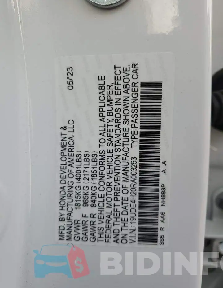 19UDE4H20RA003263 Photo# 12