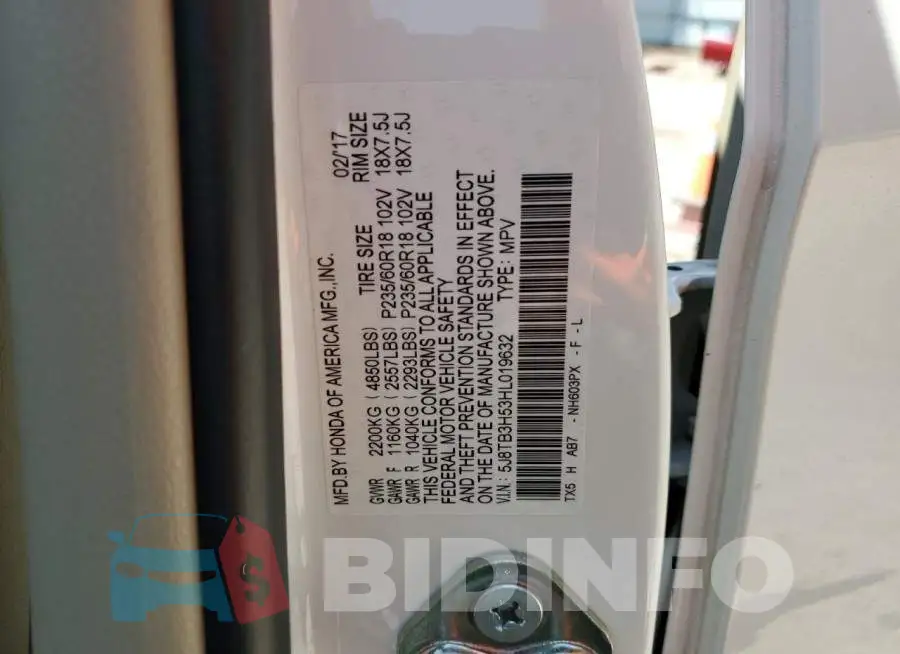 5J8TB3H53HL019632 Photo# 12
