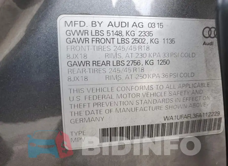WA1UFAFL3FA112229 Photo# 13
