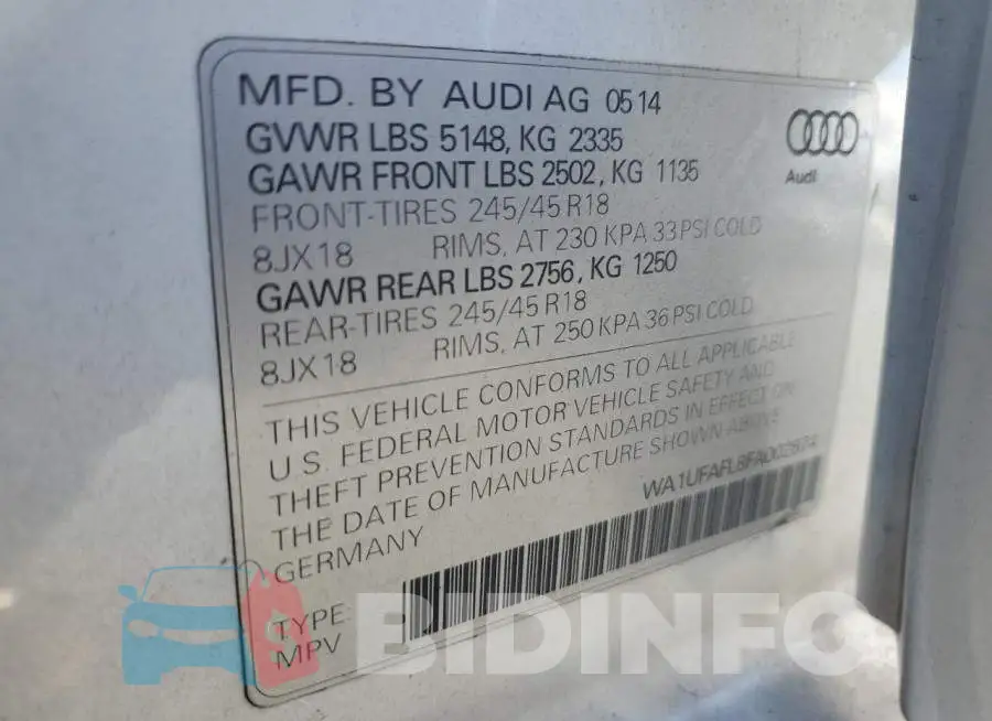 WA1UFAFL8FA002874 Photo# 12