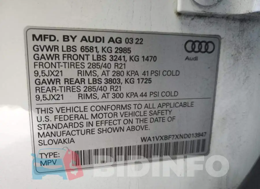 WA1VXBF7XND013947 Photo# 13