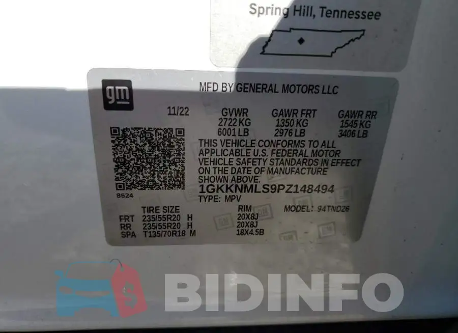 1GKKNMLS9PZ148494 Photo# 12