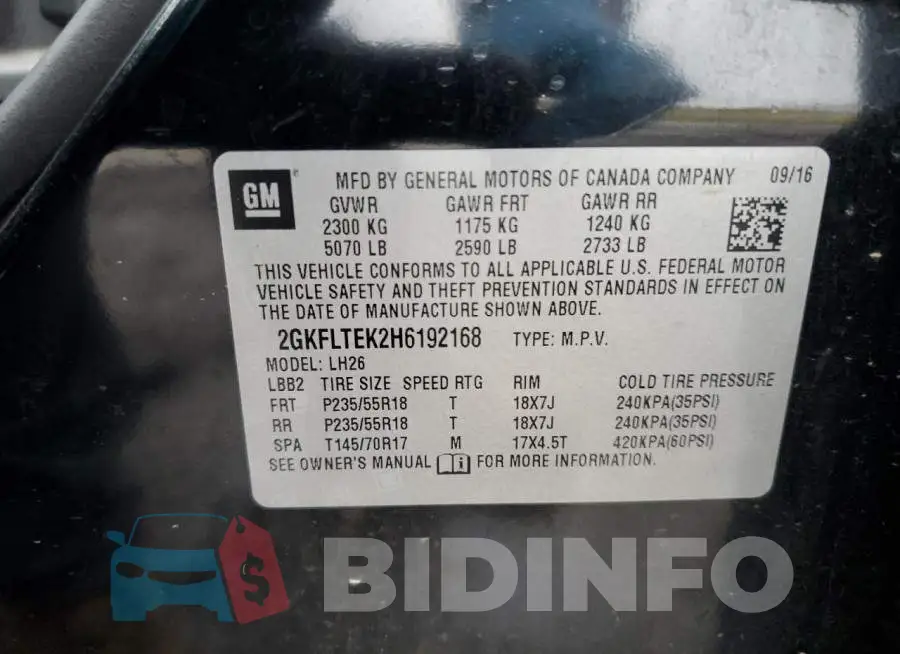 2GKFLTEK2H6192168 Photo# 13