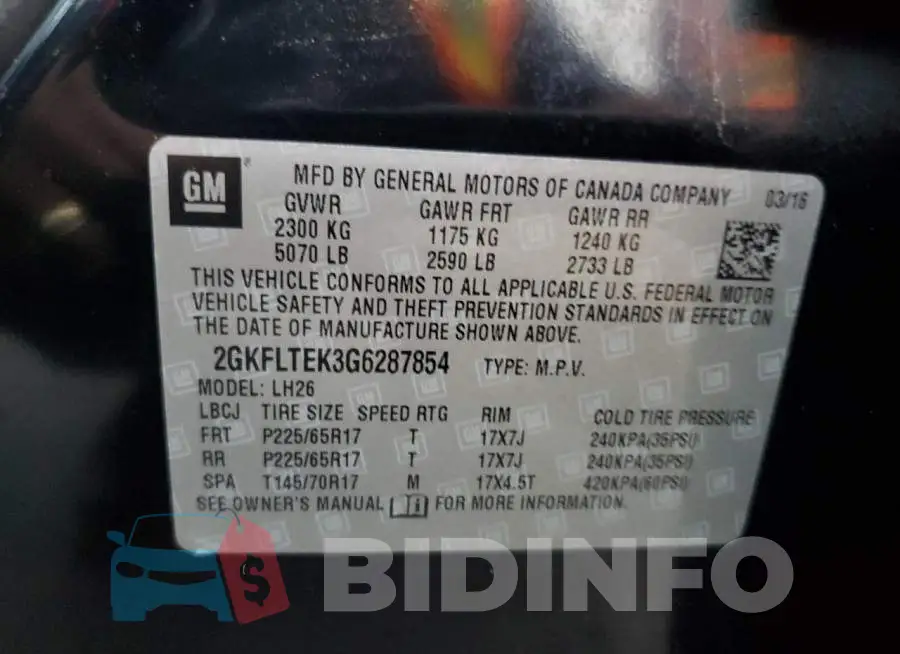 2GKFLTEK3G6287854 Photo# 12