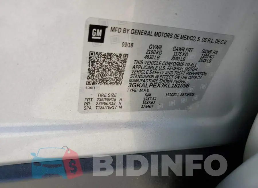 3GKALPEX3KL181096 Photo# 13