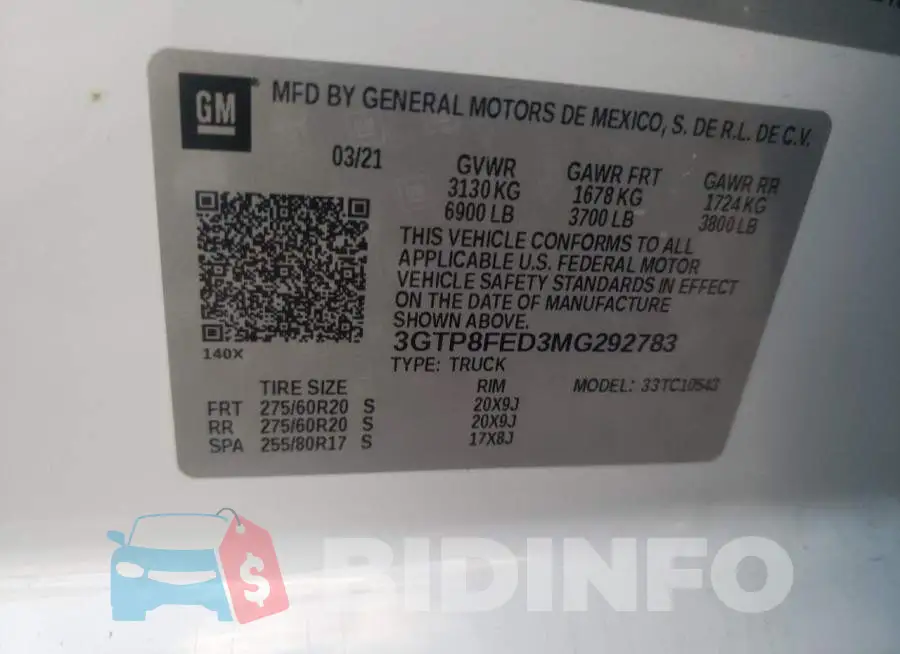 3GTP8FED3MG292783 Photo# 12