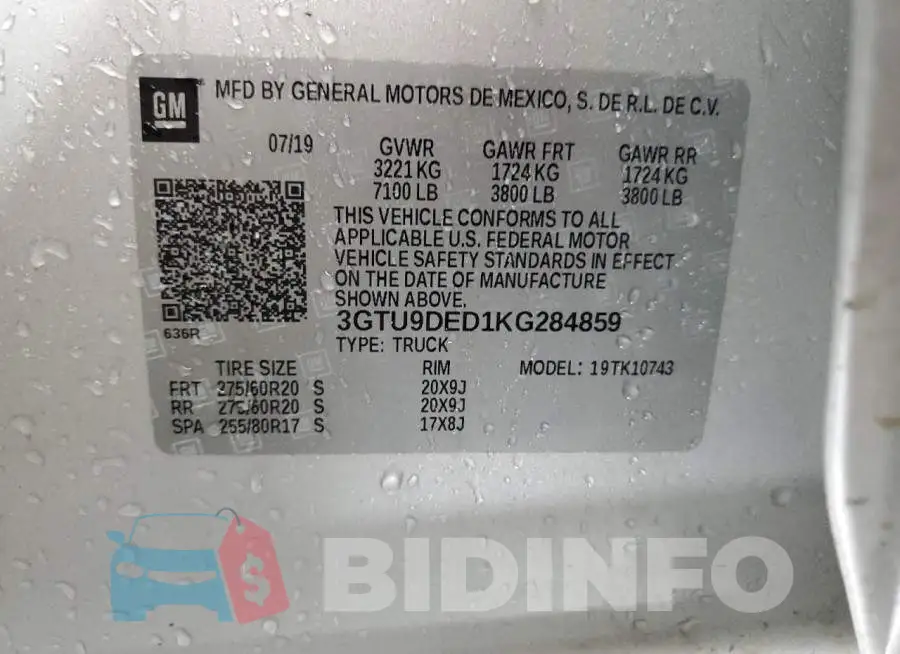 3GTU9DED1KG284859 Photo# 13