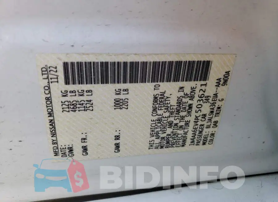 1N4AA6EV4PC503621 Photo# 12