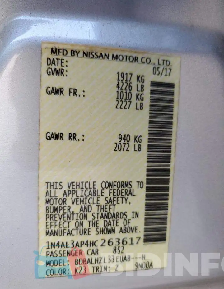 1N4AL3AP4HC263617 Photo# 12