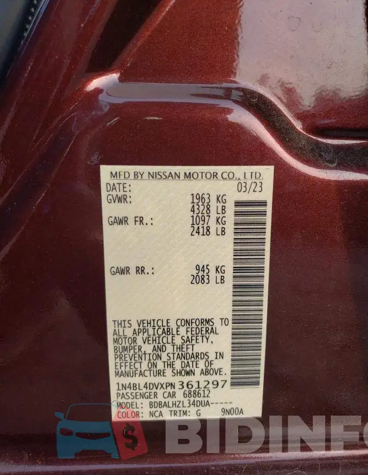 1N4BL4DVXPN361297 Photo# 12