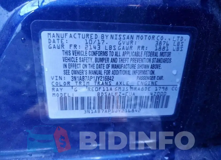 3N1AB7AP1JY216842 Photo# 12