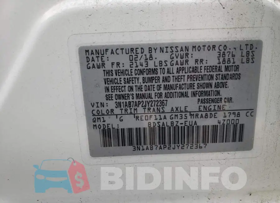 3N1AB7AP2JY272367 Photo# 12