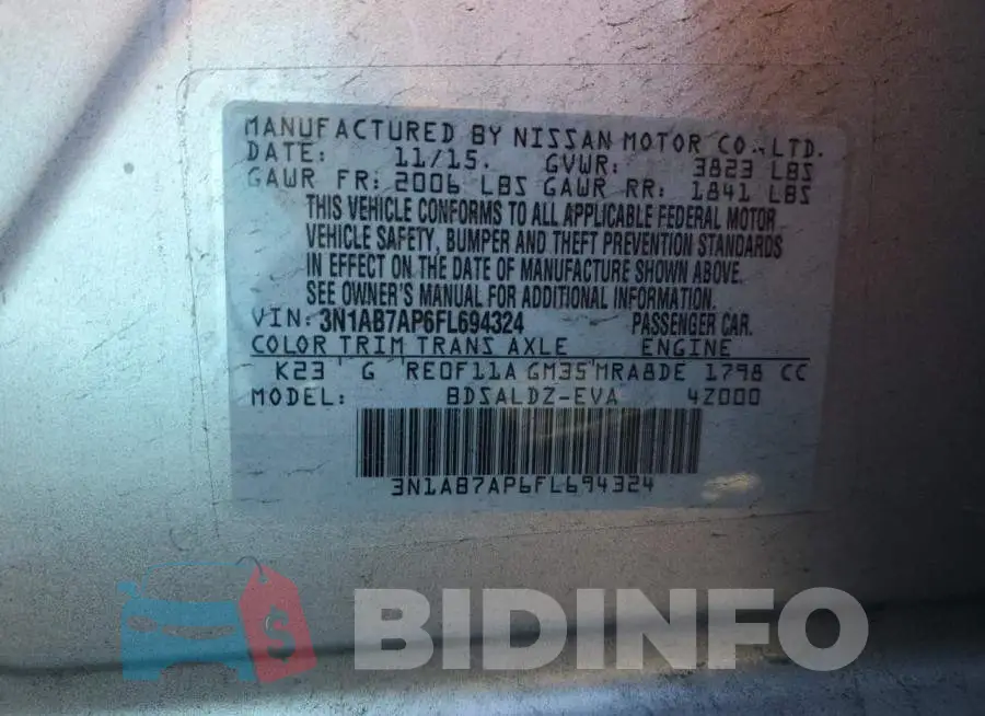 3N1AB7AP6FL694324 Photo# 12