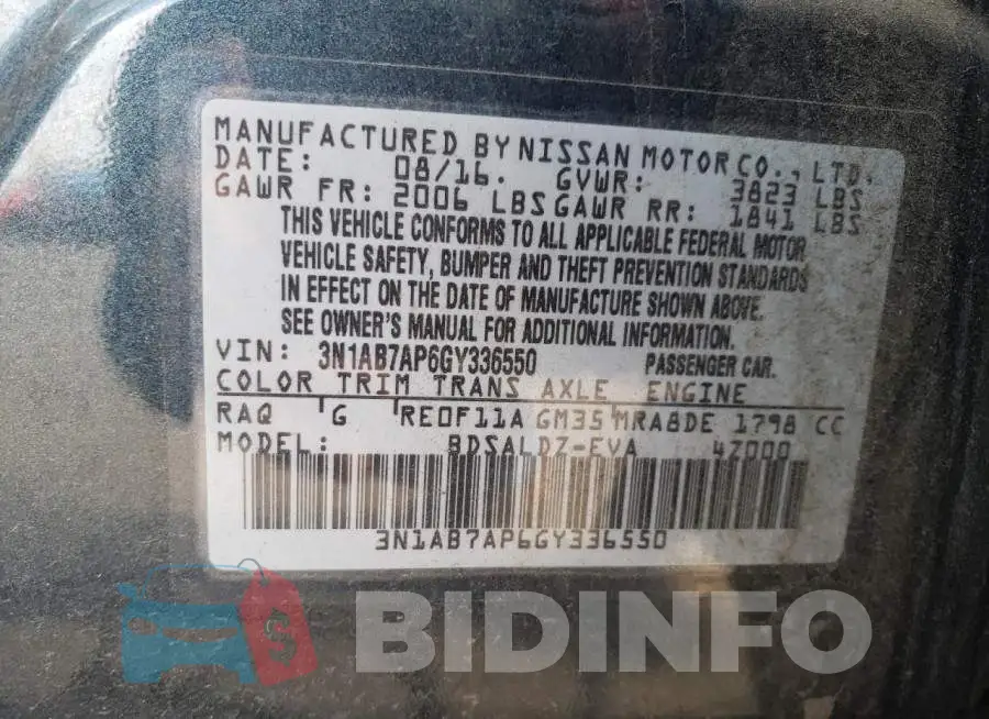 3N1AB7AP6GY336550 Photo# 12