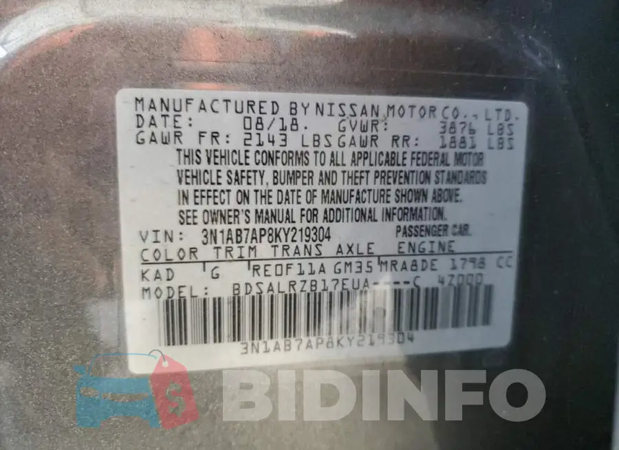 3N1AB7AP8KY219304 Photo# 13