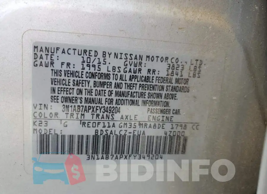 3N1AB7APXFY349204 Photo# 12