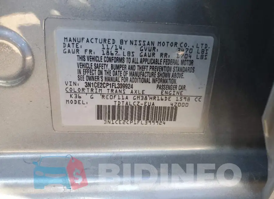3N1CE2CP1FL399924 Photo# 12