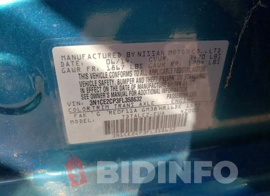 3N1CE2CP3FL358632 Photo# 12