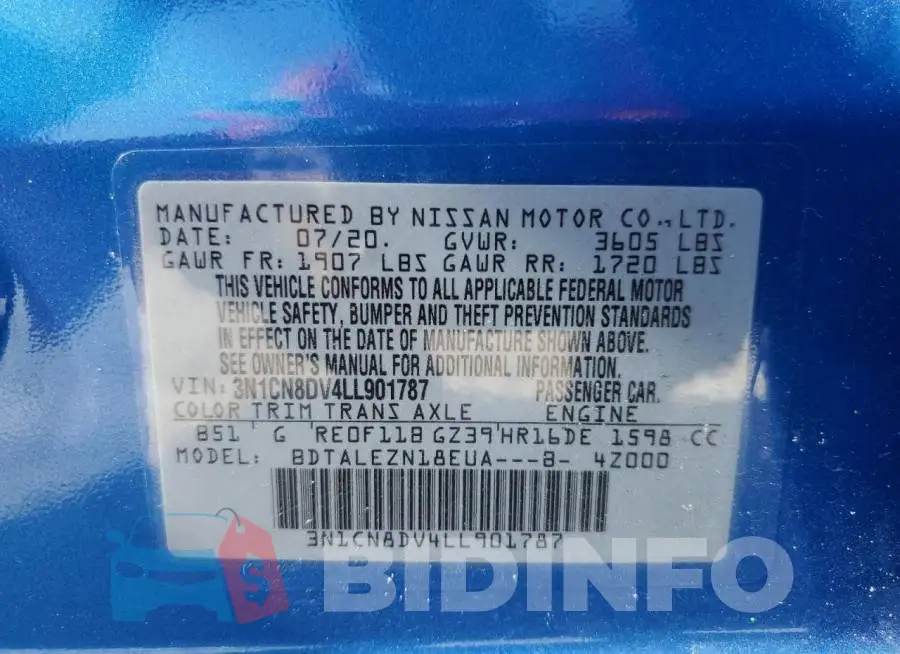 3N1CN8DV4LL901787 Photo# 12