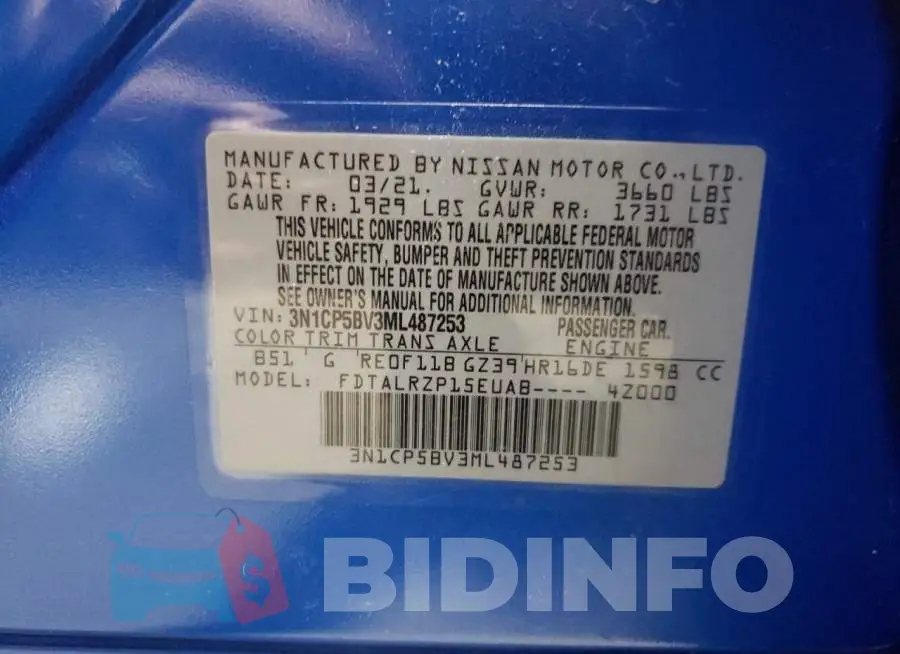 3N1CP5BV3ML487253 Photo# 12