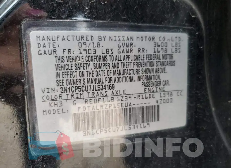 3N1CP5CU7JL534169 Photo# 13