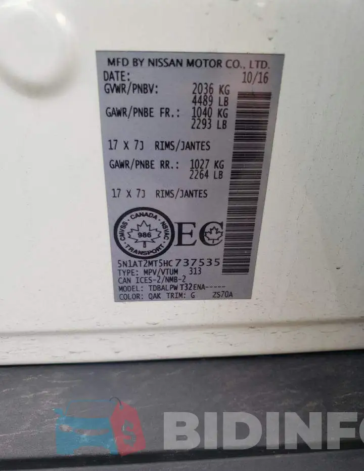 5N1AT2MT5HC737535 Photo# 13