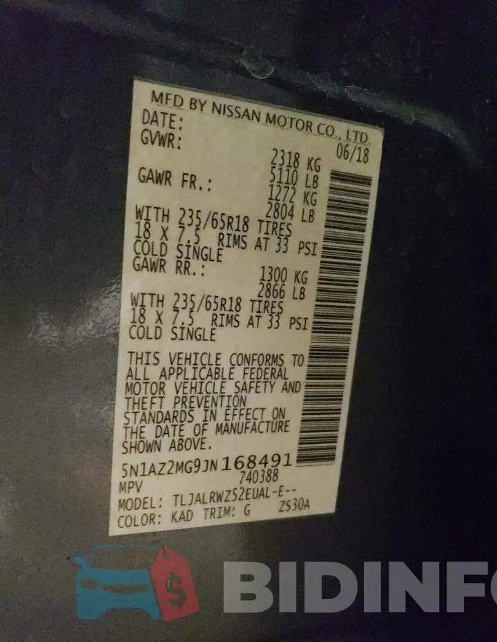 5N1AZ2MG9JN168491 Photo# 12
