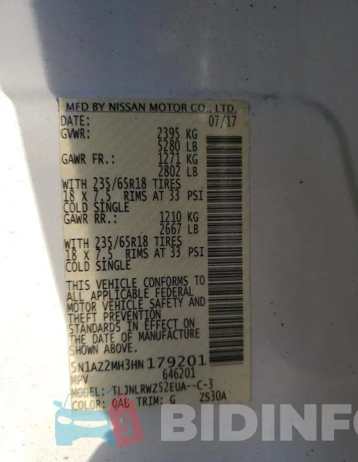 5N1AZ2MH3HN179201 Photo# 13