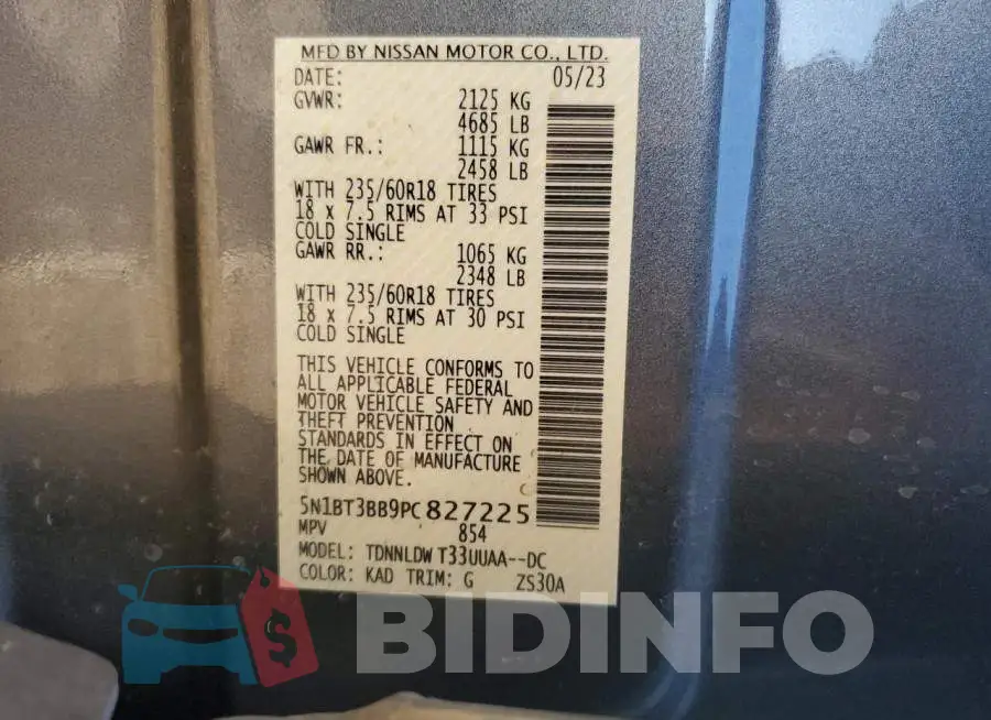 5N1BT3BB9PC827225 Photo# 14