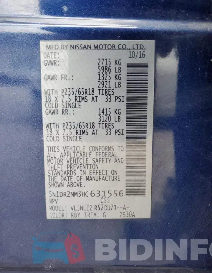 5N1DR2MM3HC631556 Photo# 13