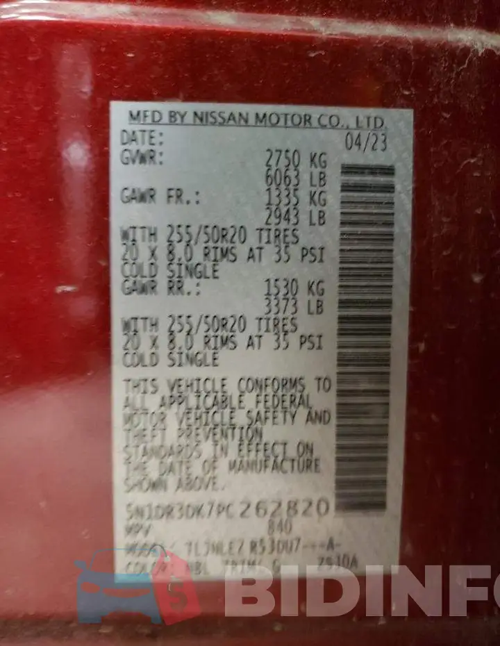 5N1DR3DK7PC262820 Photo# 13