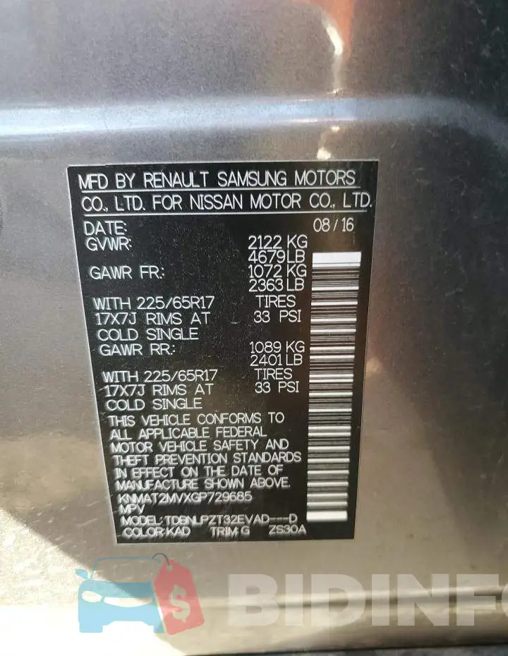 KNMAT2MVXGP729685 Photo# 12