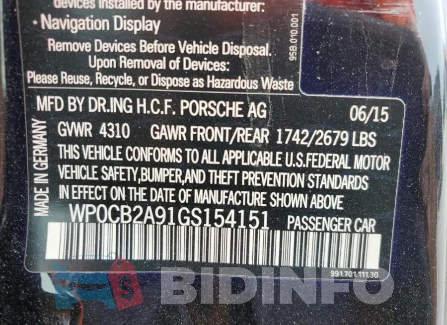 WP0CB2A91GS154151 Photo# 12