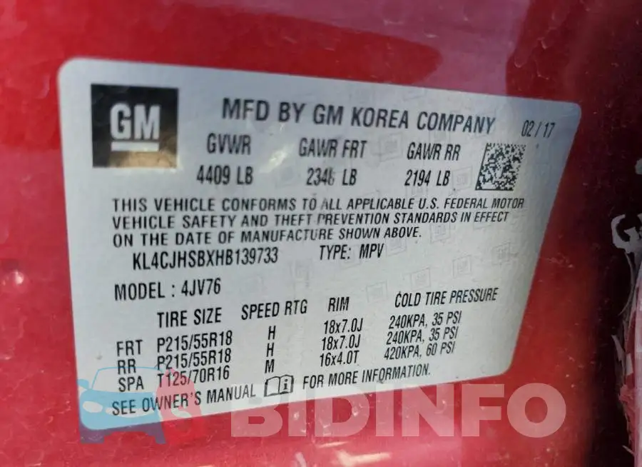 KL4CJHSBXHB139733 Photo# 13