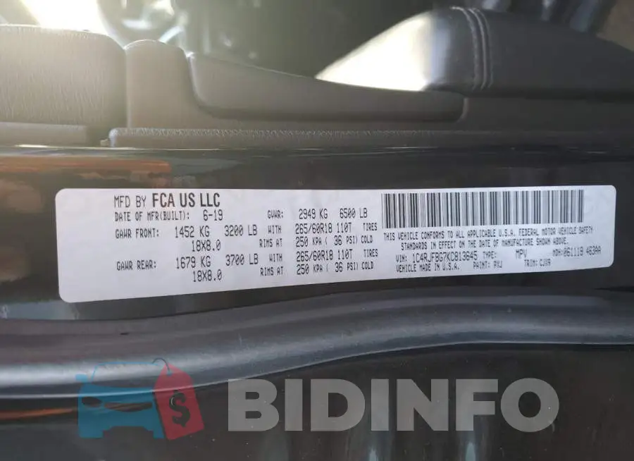 1C4RJFBG7KC813645 Photo# 12