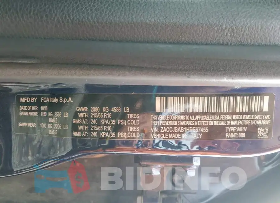 ZACCJBAB1HPE67455 Photo# 12