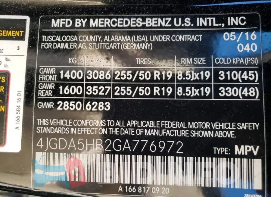 4JGDA5HB2GA776972 Photo# 13
