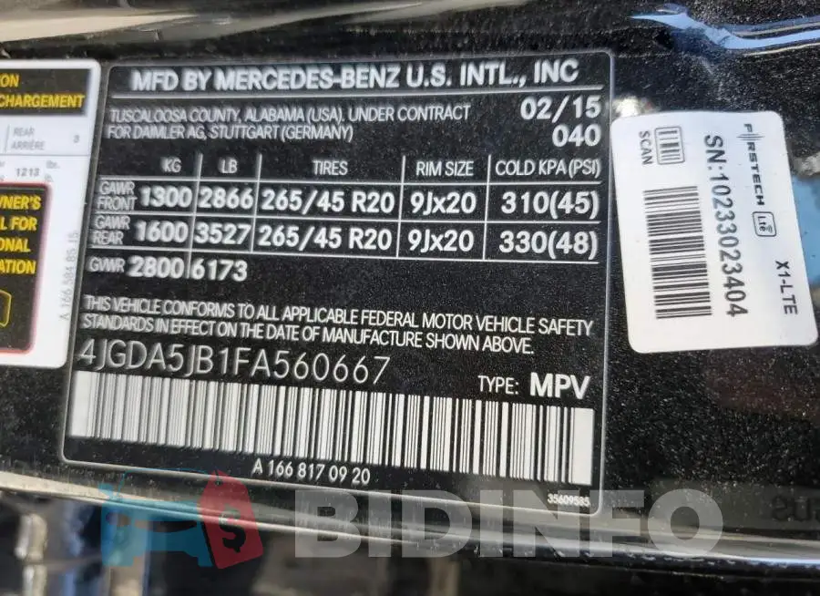 4JGDA5JB1FA560667 Photo# 12