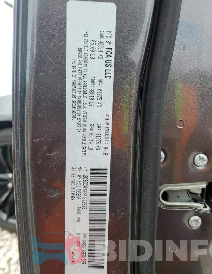 2C3CDXHG8GH312833 Photo# 12