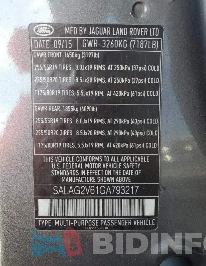SALAG2V61GA793217 Photo# 13