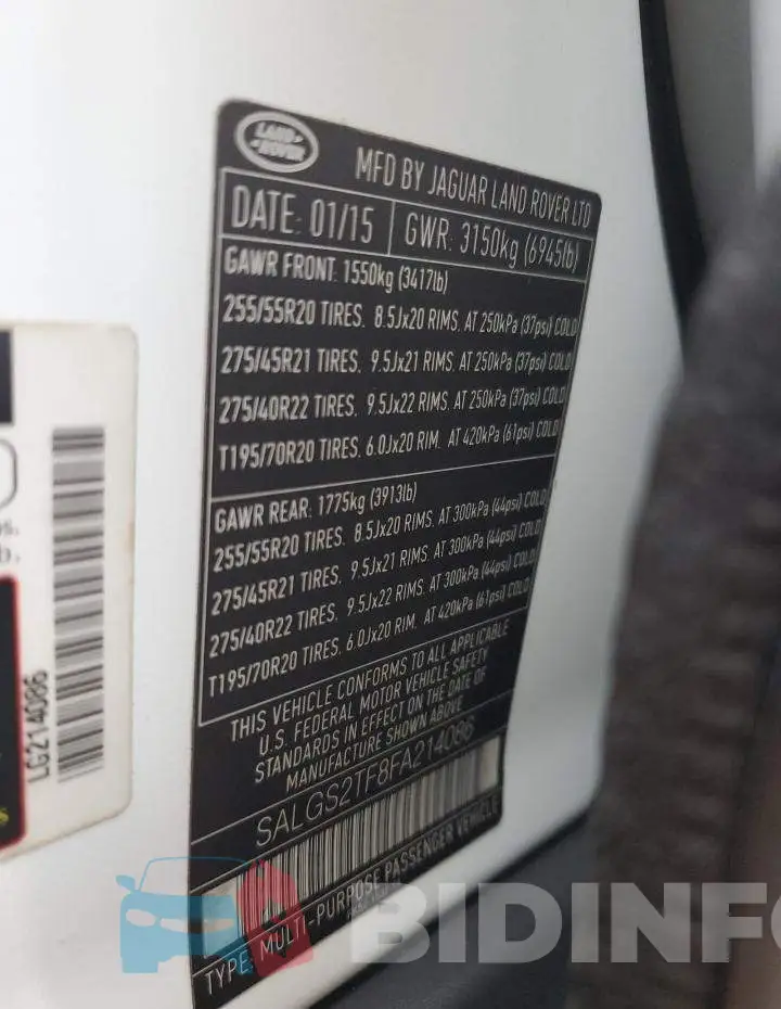 SALGS2TF8FA214086 Photo# 13