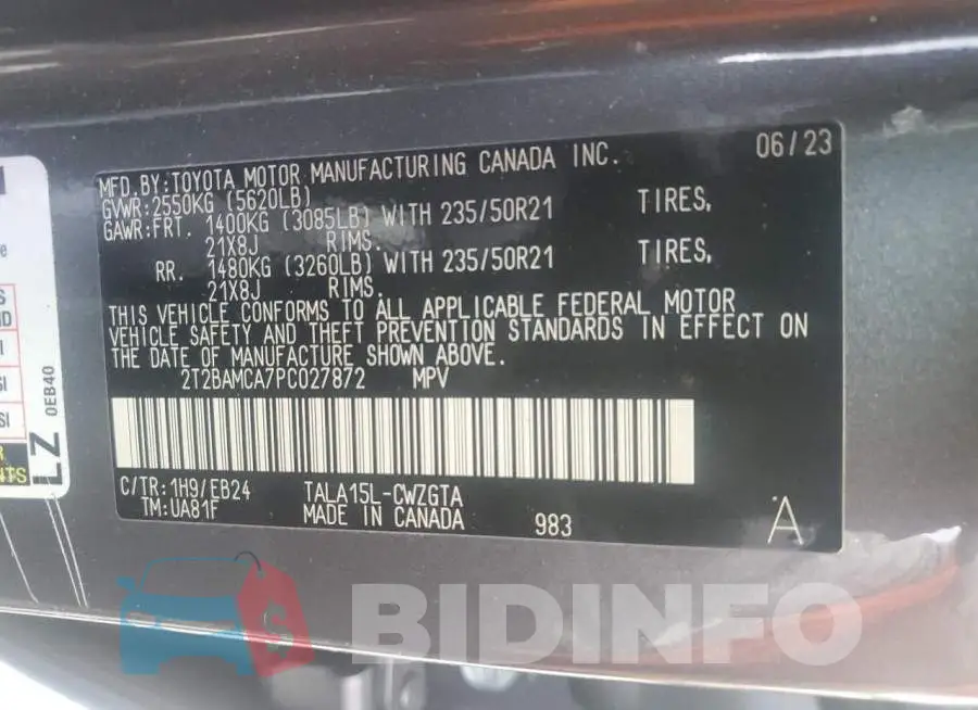 2T2BAMCA7PC027872 Photo# 13