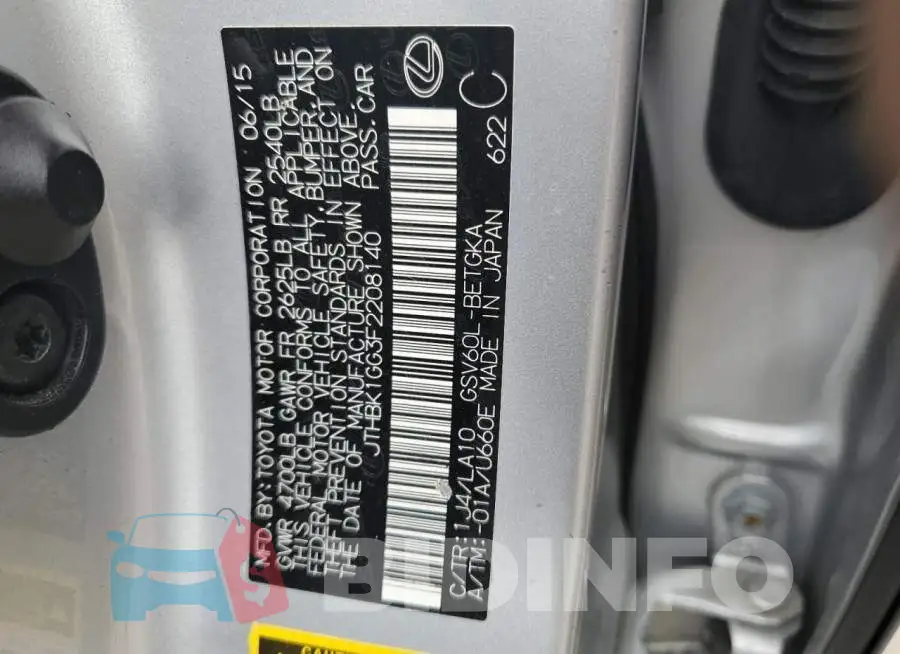 JTHBK1GG3F2208140 Photo# 12