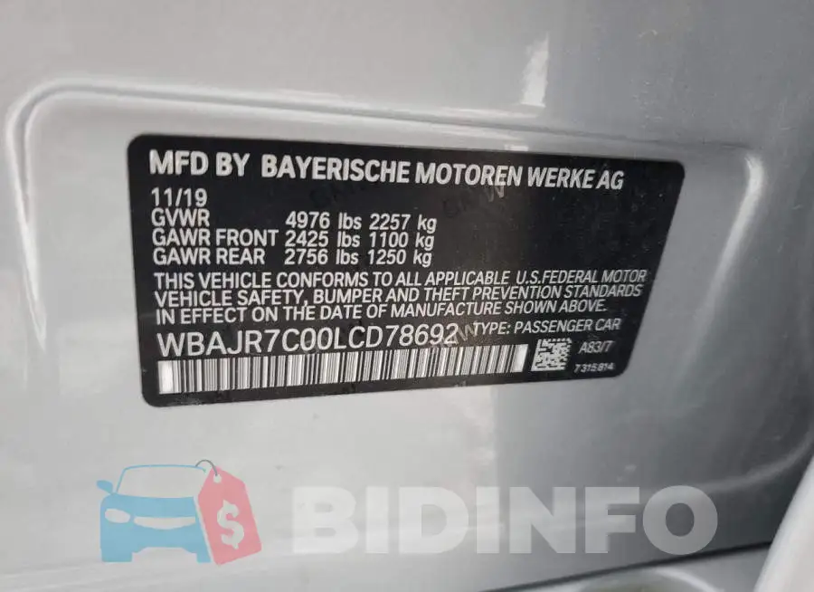 WBAJR7C00LCD78692 Photo# 12