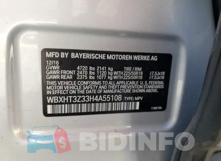 WBXHT3Z33H4A55108 Photo# 13
