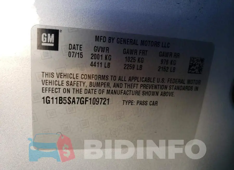 1G11B5SA7GF109721 Photo# 12