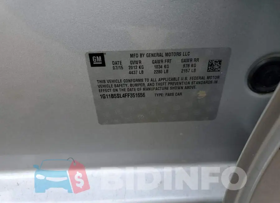 1G11B5SL4FF351656 Photo# 12