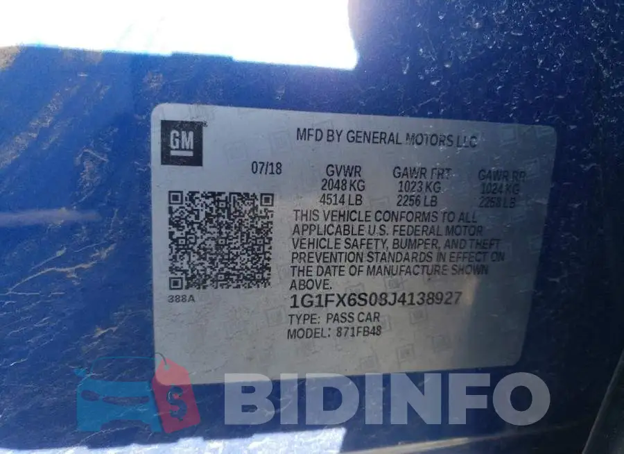 1G1FX6S08J4138927 Photo# 12