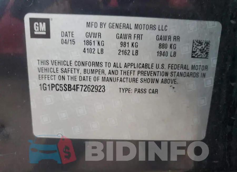 1G1PC5SB4F7262923 Photo# 13